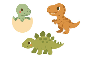 Obraz premium A collection of dinosaur sketches featuring a baby dinosaur, a baby T‑Rex, and a baby Stegosaurus
