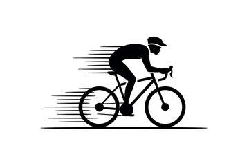 Fototapeta premium Silhouette of a cyclist in motion with speed lines, representing sport and speed