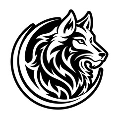 A glyph style icon showing a wolf logo