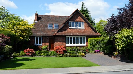 Modern architecture home in sunny weather high resolution picture