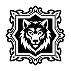 A solid style icon depicting a wolf face