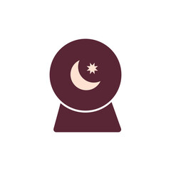 Esoteric vector of a moon resting on a pedestal, symbolizing stability, magic, and spiritual grounding.