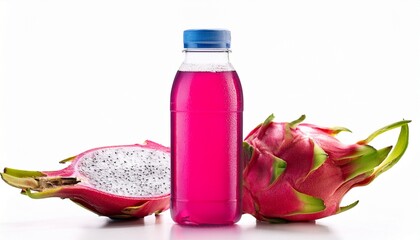 bottle of vitaminwater brand dragonfruit flavored nutrient enhanced beverage isolated on white background