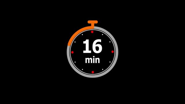 20 min modern clock icon animation. 20 minute icon on clean white background and creating a stunning 4k video.