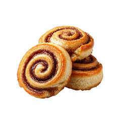 Delicious Cinnamon Swirl Cakes with Soft Texture, Sweet Treats from Bakery, isolated on with white background