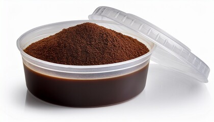 plastic container of folgers brand classic roast coffee isolated on a white background