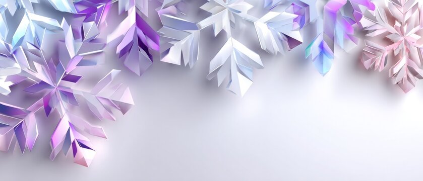 Futuristic sci-fi snowflake pattern with holographic shards for winter design and digital art projects