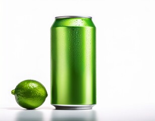 single tin can of sprite lemon lime soda isolated on a white background