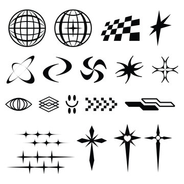 Y2K Core Graphics Bold Abstract Shapes and Streetwear Design Elements