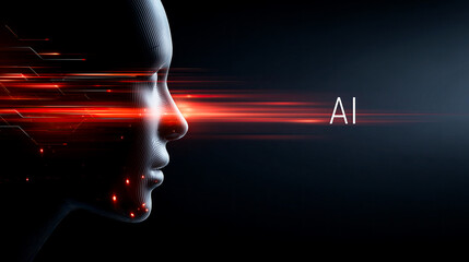 Human-like AI representation shows advanced technology in a modern art style