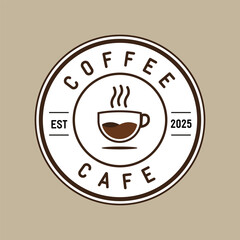 Vintage Round Coffee Cafe Logo Design Concept