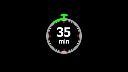 39 min modern clock icon animation. 39 minute icon on clean white background and creating a stunning 4k video.