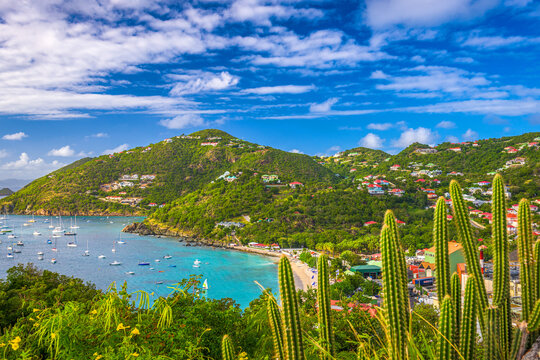 Gustavia, Saint Barthelemy skyline and harbor in the Caribbean 564