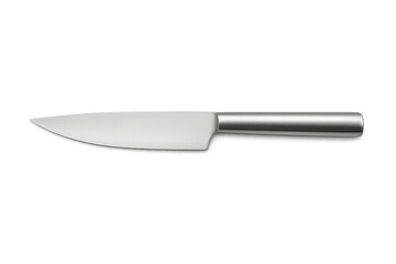 Chef knife with steel blade on transparent background