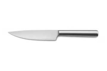 Chef knife with steel blade on transparent background
