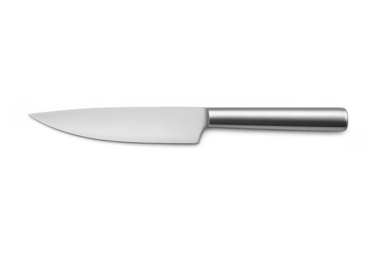 Chef knife with steel blade on transparent background