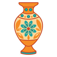 Charming orange vase with floral design, a vintage treasure