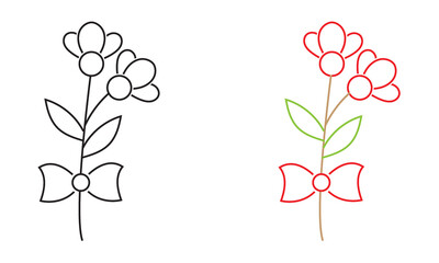 Flower bouquet vector . Minimalist vector illustration showing two bouquets of flowers,  symbolizing contrast and design balance.
