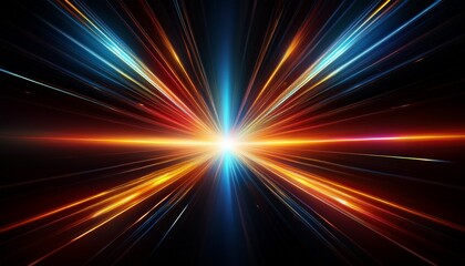 Obraz premium bright starburst light effect with sharp rays on black background creating clean and high tech glowing atmosphere