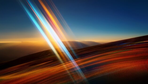 cinematic light leak with bright diagonal streak in warm and cool tones creates dynamic and vibrant visual effect