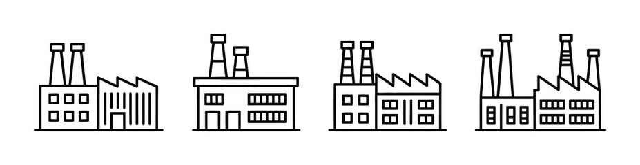 Industrial Factory Building Vector Set Illustration