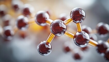 A close-up view of a molecular structure featuring interconnected atoms, showcasing intricate details and a modern scientific aesthetic.