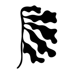 Filled style icon representing a spruce branch