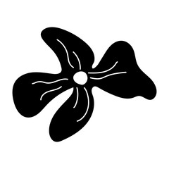 A solid style icon depicting a rotate flower
