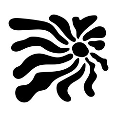 A glyph style icon of a sea anemone flower