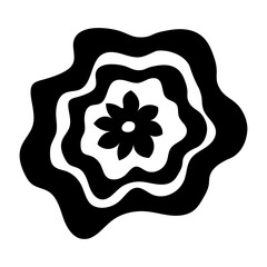 A solid style icon showing a flower