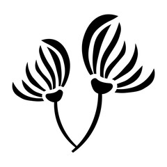 A glyph style icon showing flower bloom