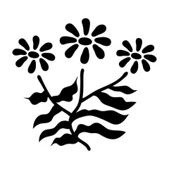 Glyph style icon showing botanical flowers