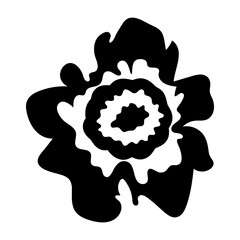 A filled style icon showing a flower