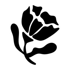 Glyph style icon showing a flower stem