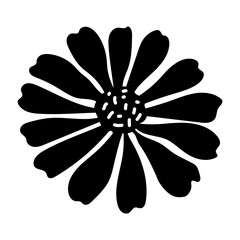 Filled style icon showing zinnia flower