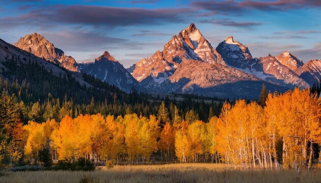 Sawtooth Mountains Of Idaho In The Fall In The Evening Light