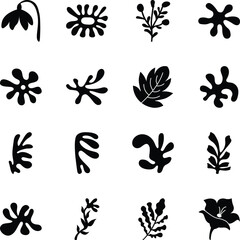 Collection of Botanical Glyph Style Icons 

