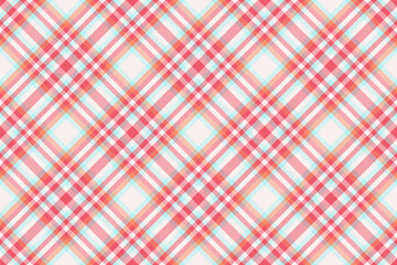 Place background plaid texture, purchase pattern textile check. Korean seamless tartan fabric vector in white and red colors.
