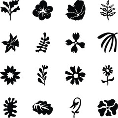 Collection of Botanical Glyph Style Icons 

