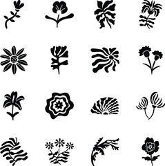 Collection of Botanical Glyph Style Icons 

