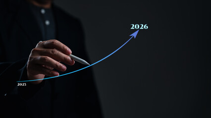 Hand Drawing Digital Growth Chart Towards Future Business Success