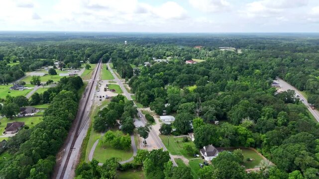 Aerial summer nature landscape of rural Deep South Carriere Pearl River County Mississippi MS