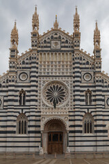 Monza, Italy - May, 22, 2024: Cathedral (Duomo, Basilica di San Giovanni Battista), architecture details, in Monza, Lombardy, Northern Italy