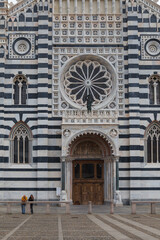 Monza, Italy - May, 22, 2024: Cathedral (Duomo, Basilica di San Giovanni Battista), architecture details, in Monza, Lombardy, Northern Italy