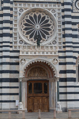 Monza, Italy - May, 22, 2024: Cathedral (Duomo, Basilica di San Giovanni Battista), architecture details, in Monza, Lombardy, Northern Italy