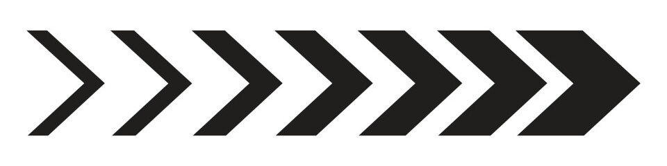 Black dynamic arrow icon set. directional arrows pointing right symbol. vector illustration.