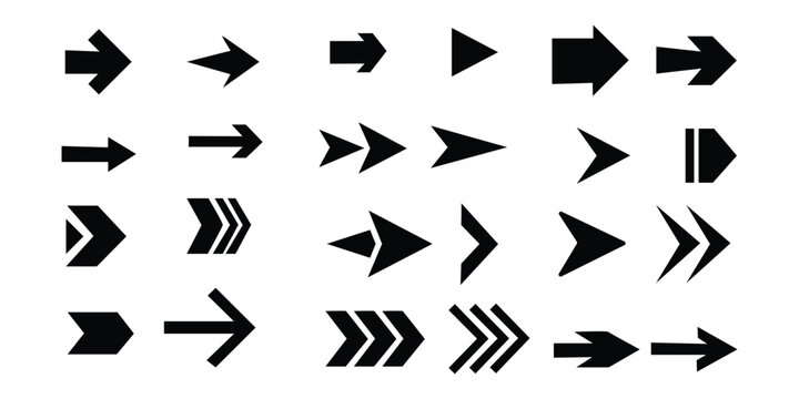 Arrows icon collection. Set different arrows or web design icon set. direction, movement, and progress symbol. vector illustration.