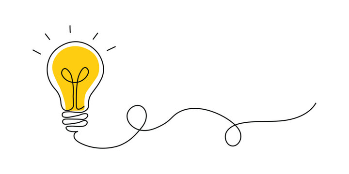 Continuous one line drawing of Light bulb icon set. innovation and sparks creativity symbol. vector illustration.