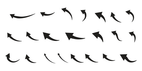 Fototapeta premium Flat style black curved arrow icon collection isolated. different kinds of arrow symbol indicator. vector illustration.