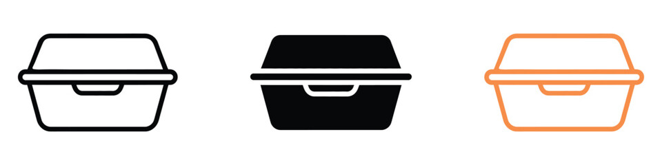 Lunch box outline icon set. delivery and takeout services symbol. vector illustration.